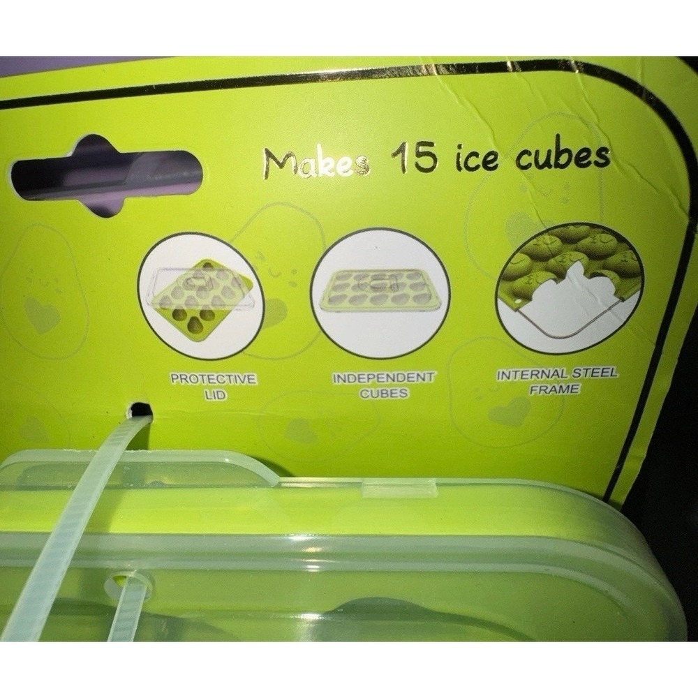 NEW Cook With Color CWC Silicone Ice Cube Mold Green Reusable Avocado Cute - Picture 3 of 4